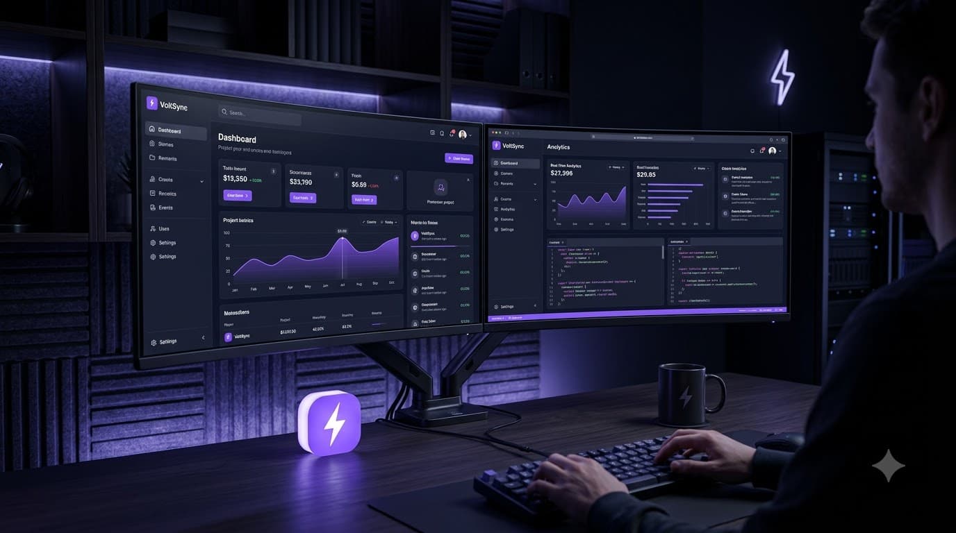 Dark Web Development Studio Setup Background